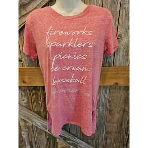 Patriotic 4th of july USA state of mine red heathered t shirt EUC small S women*